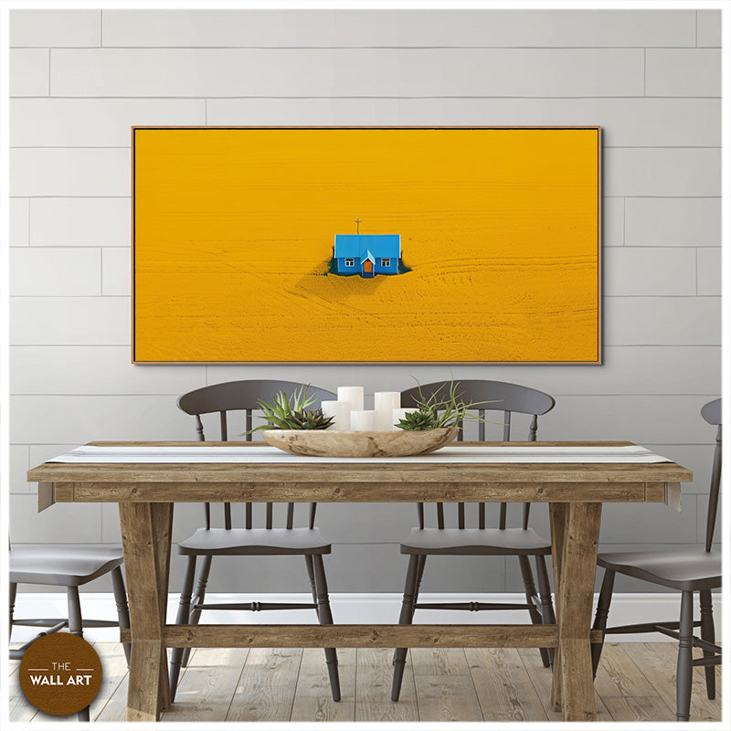 BLUE HOUSE ON YELLOW FIELD II