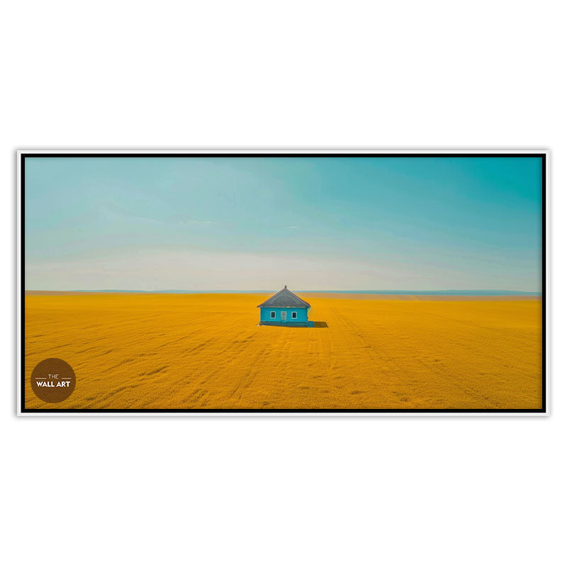 BLUE HOUSE ON YELLOW FIELD I