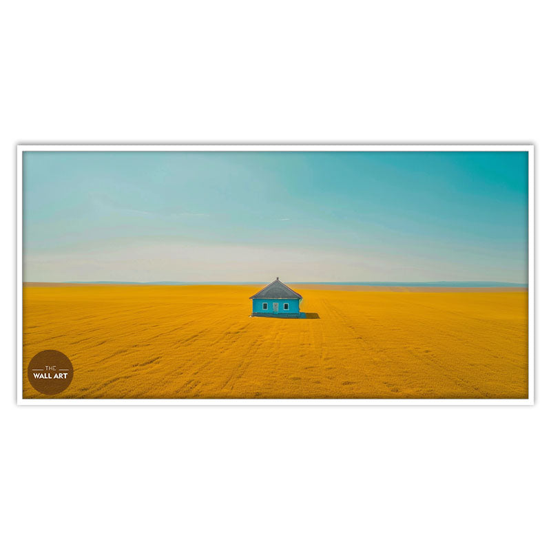 BLUE HOUSE ON YELLOW FIELD I