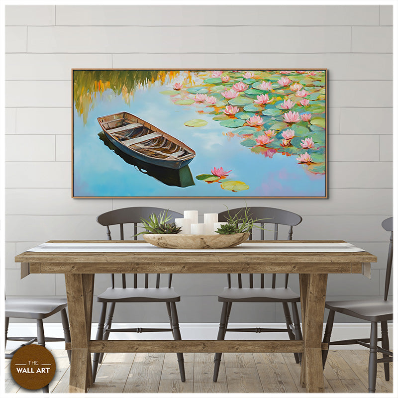 BOAT THROUGH WATER LILIES