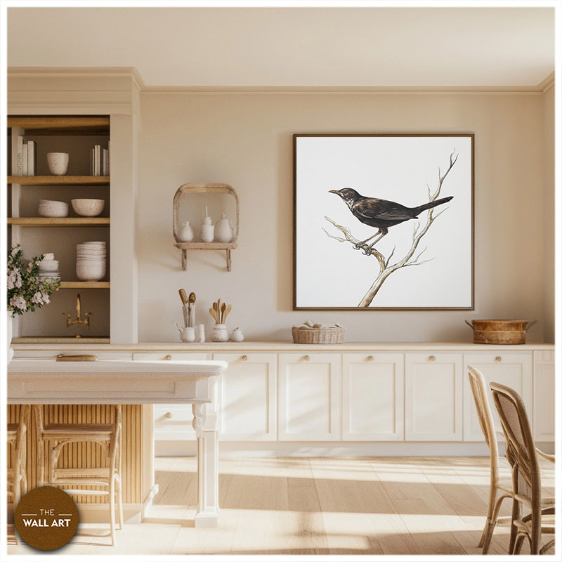 BLACK BIRD ON BRANCH