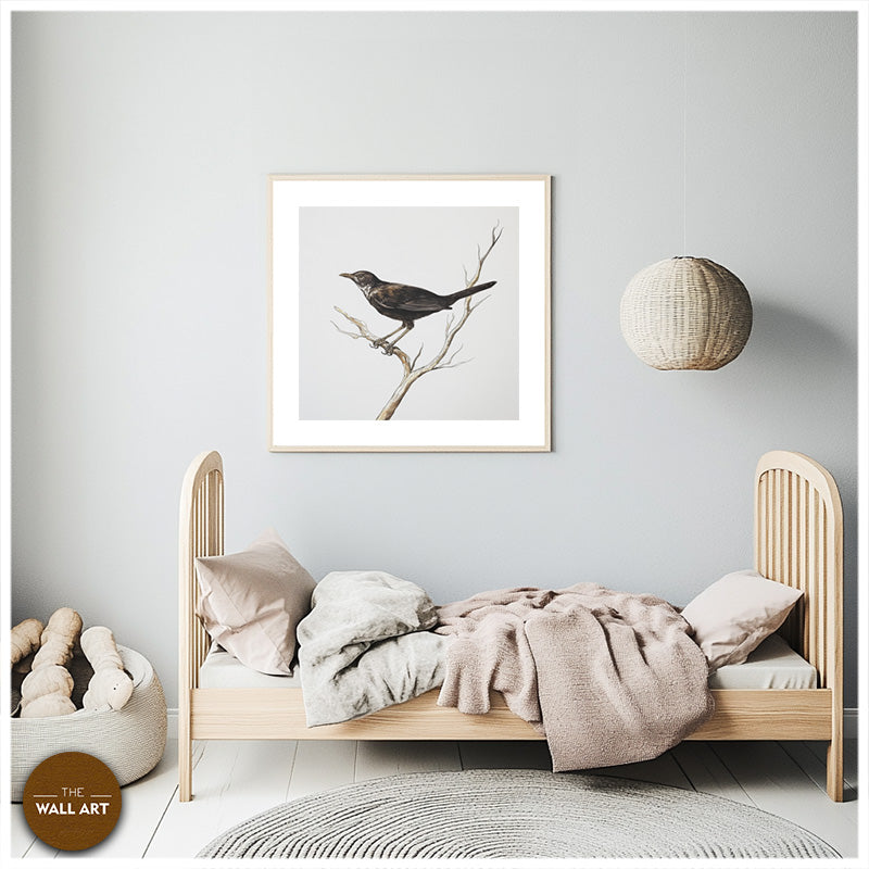 BLACK BIRD ON BRANCH
