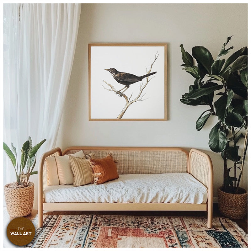 BLACK BIRD ON BRANCH