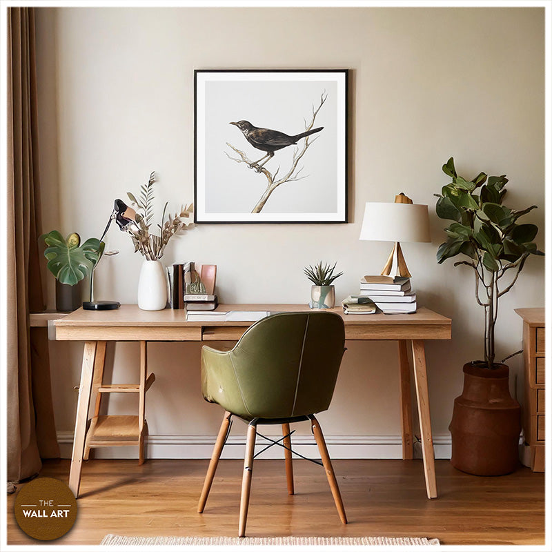 BLACK BIRD ON BRANCH
