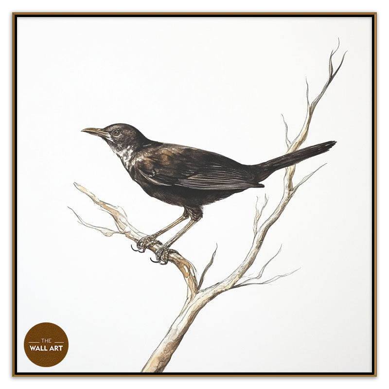 BLACK BIRD ON BRANCH