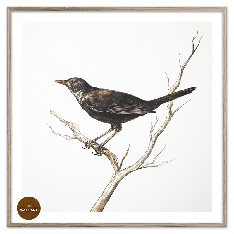 BLACK BIRD ON BRANCH