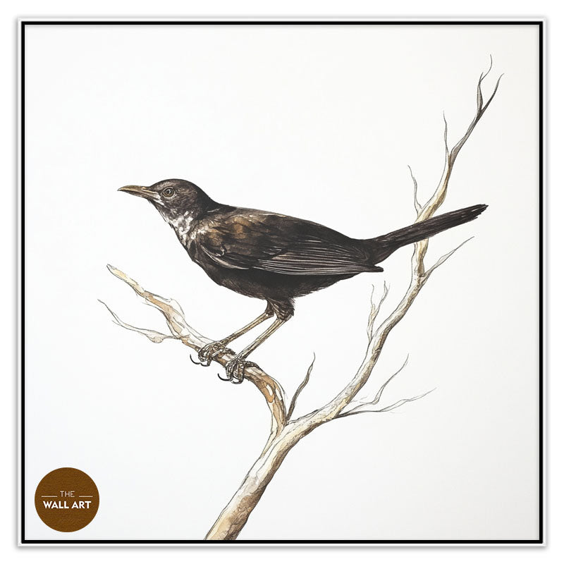 BLACK BIRD ON BRANCH