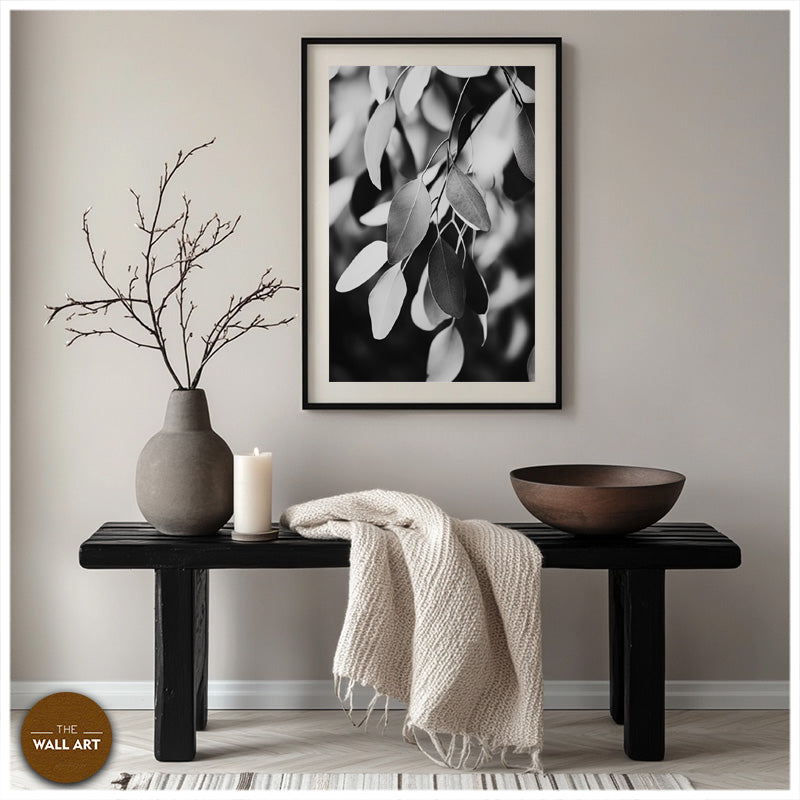 EUCALYPTUS LEAVES BLACK AND WHITE