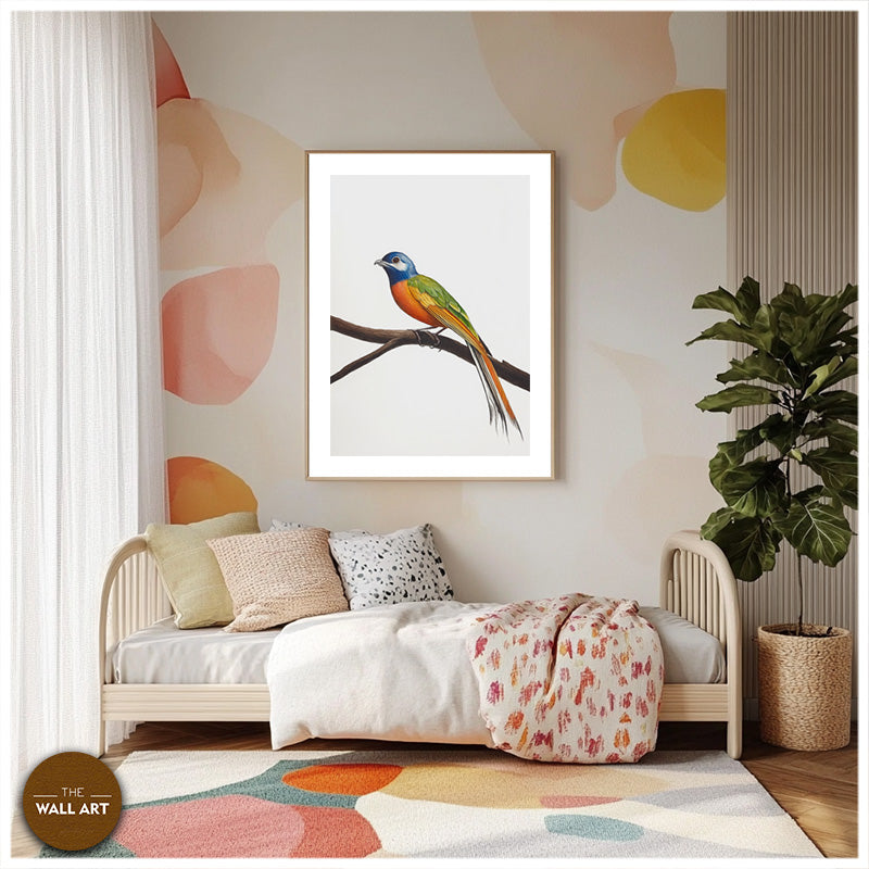 LONG TAIL BIRD ON BRANCH