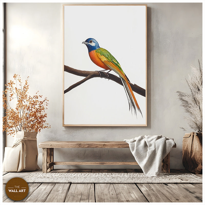 LONG TAIL BIRD ON BRANCH