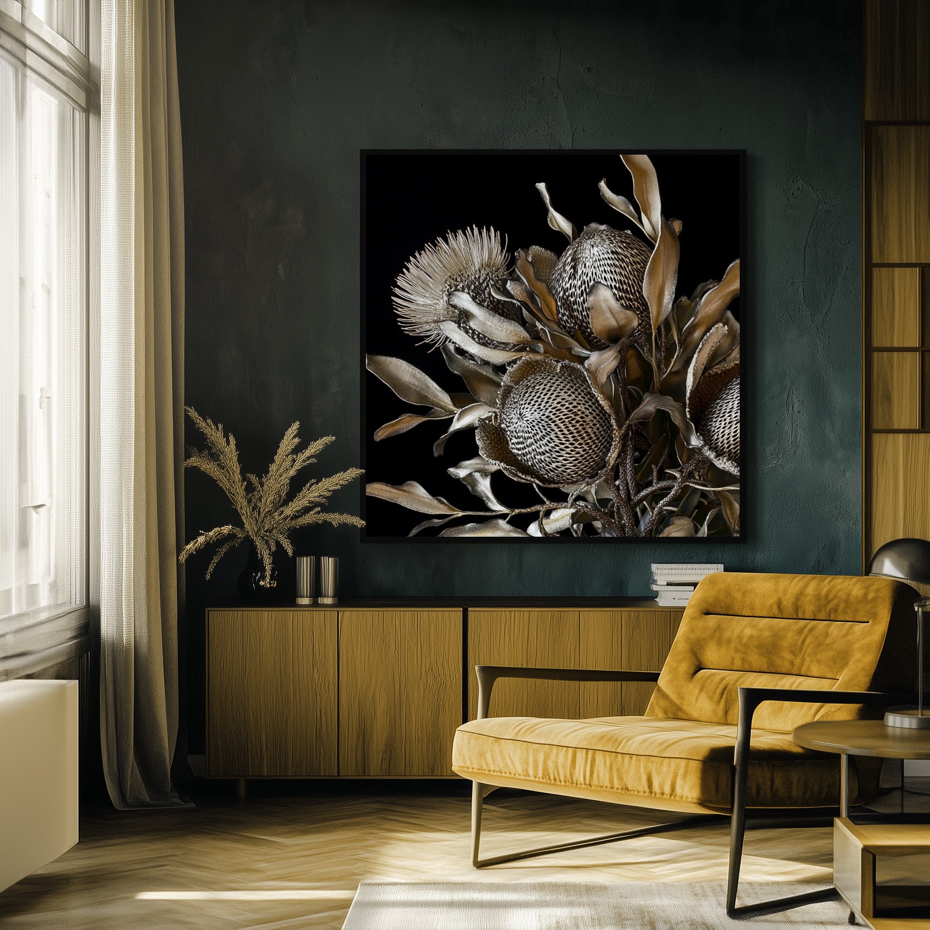 SILVER BANKSIA FLOWER BUNCH