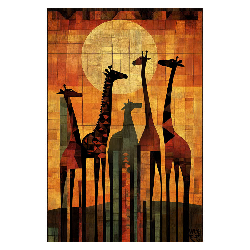 SUNSET SAFARI SILHOUETTES OF GIRAFFES
