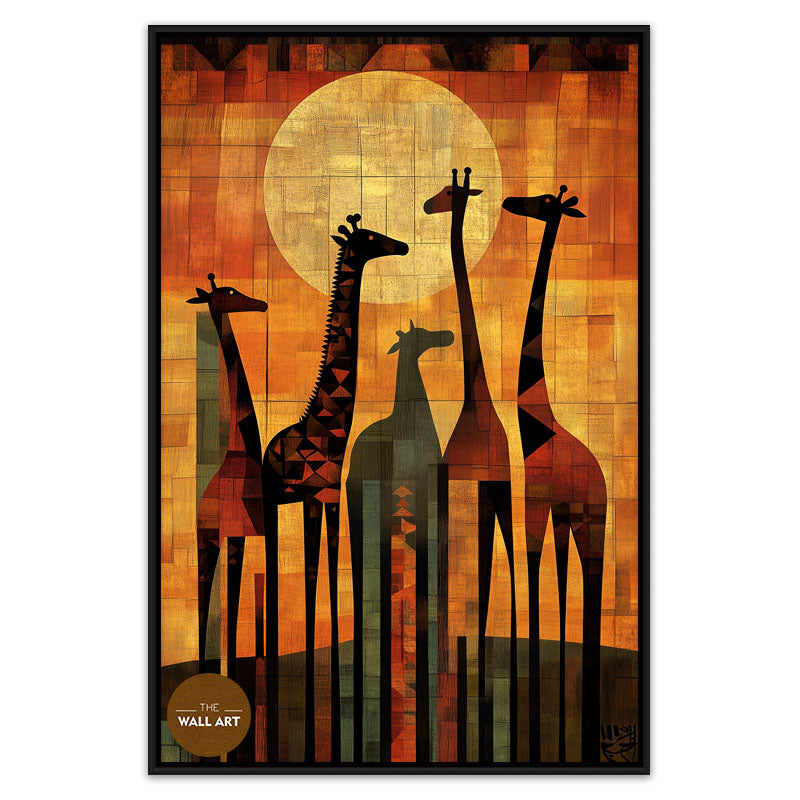 SUNSET SAFARI SILHOUETTES OF GIRAFFES