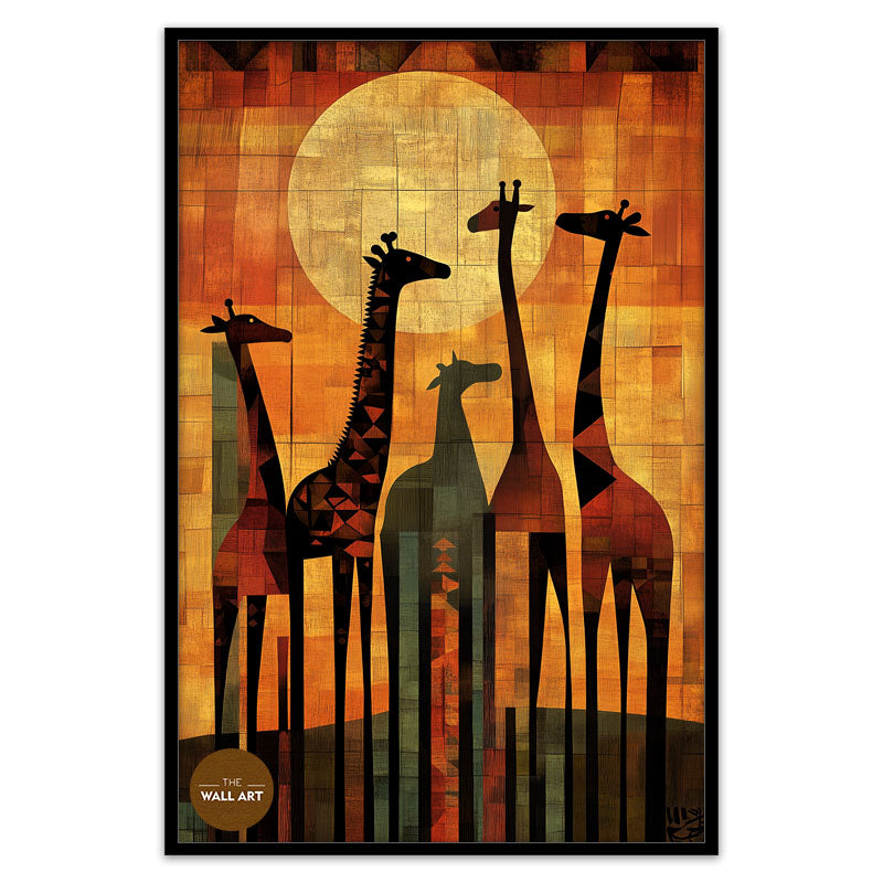 SUNSET SAFARI SILHOUETTES OF GIRAFFES