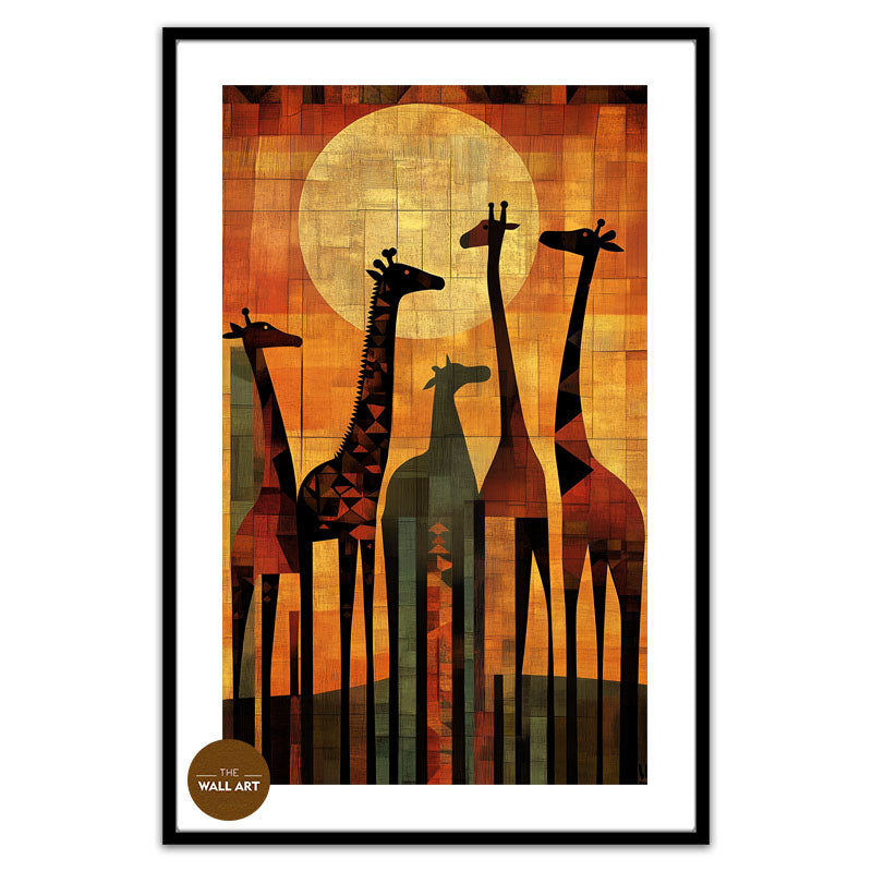 SUNSET SAFARI SILHOUETTES OF GIRAFFES