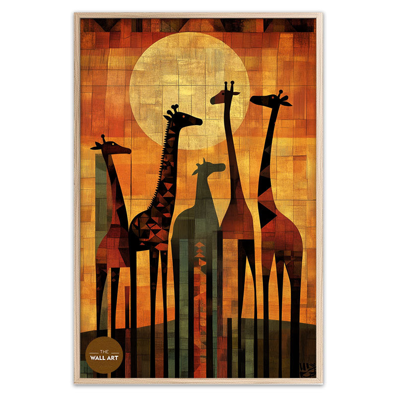 SUNSET SAFARI SILHOUETTES OF GIRAFFES