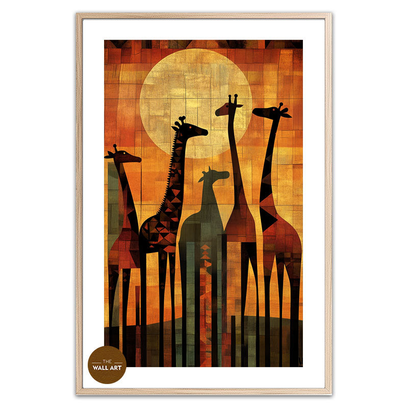 SUNSET SAFARI SILHOUETTES OF GIRAFFES