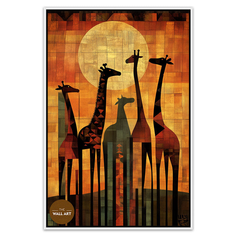 SUNSET SAFARI SILHOUETTES OF GIRAFFES