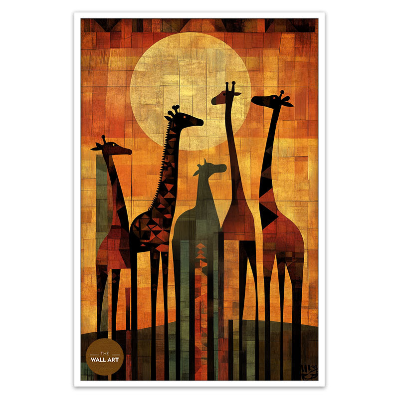 SUNSET SAFARI SILHOUETTES OF GIRAFFES