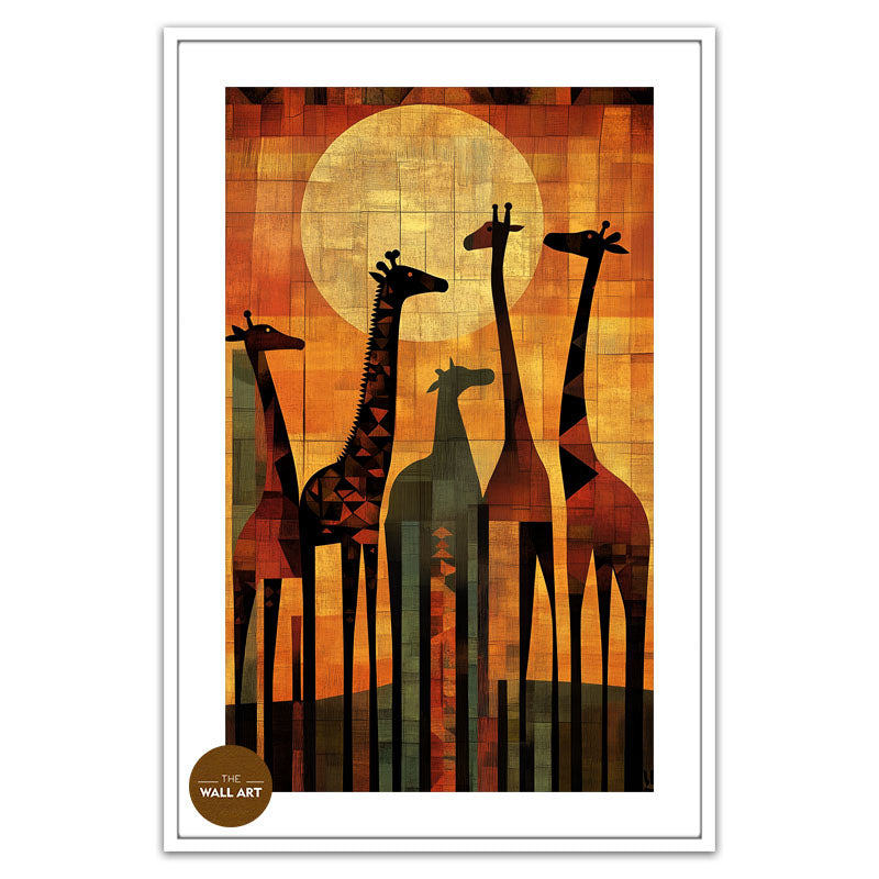 SUNSET SAFARI SILHOUETTES OF GIRAFFES