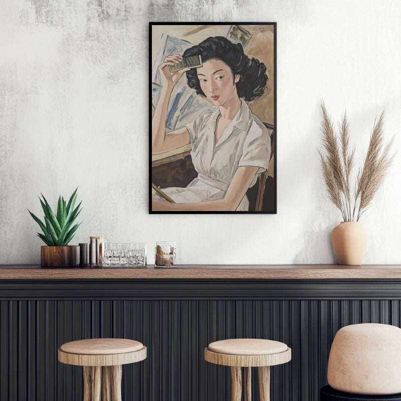 WOMAN BRUSHING HAIR
