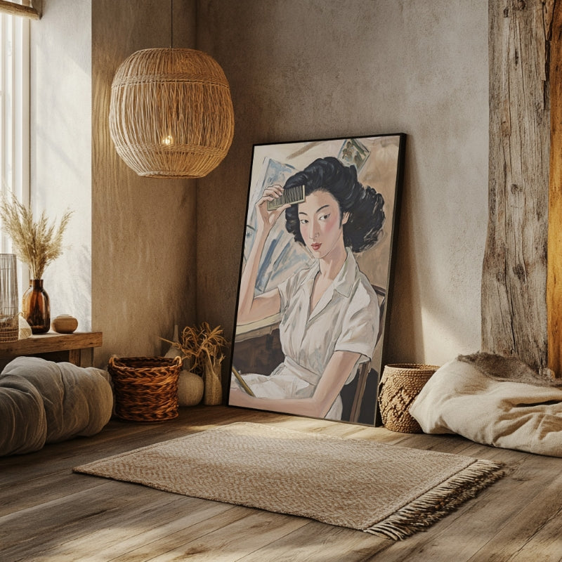 WOMAN BRUSHING HAIR