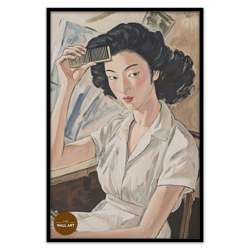 WOMAN BRUSHING HAIR