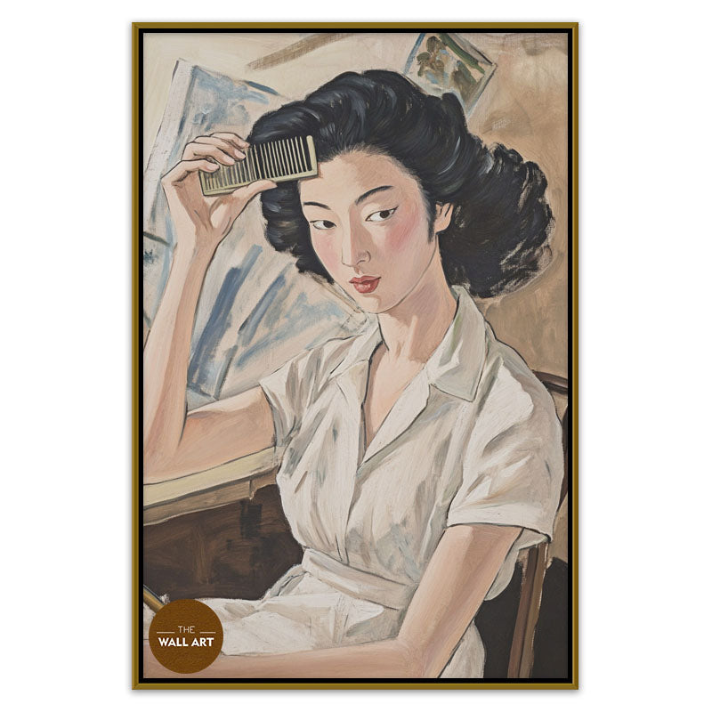 WOMAN BRUSHING HAIR