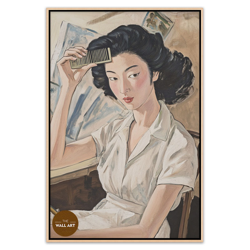 WOMAN BRUSHING HAIR