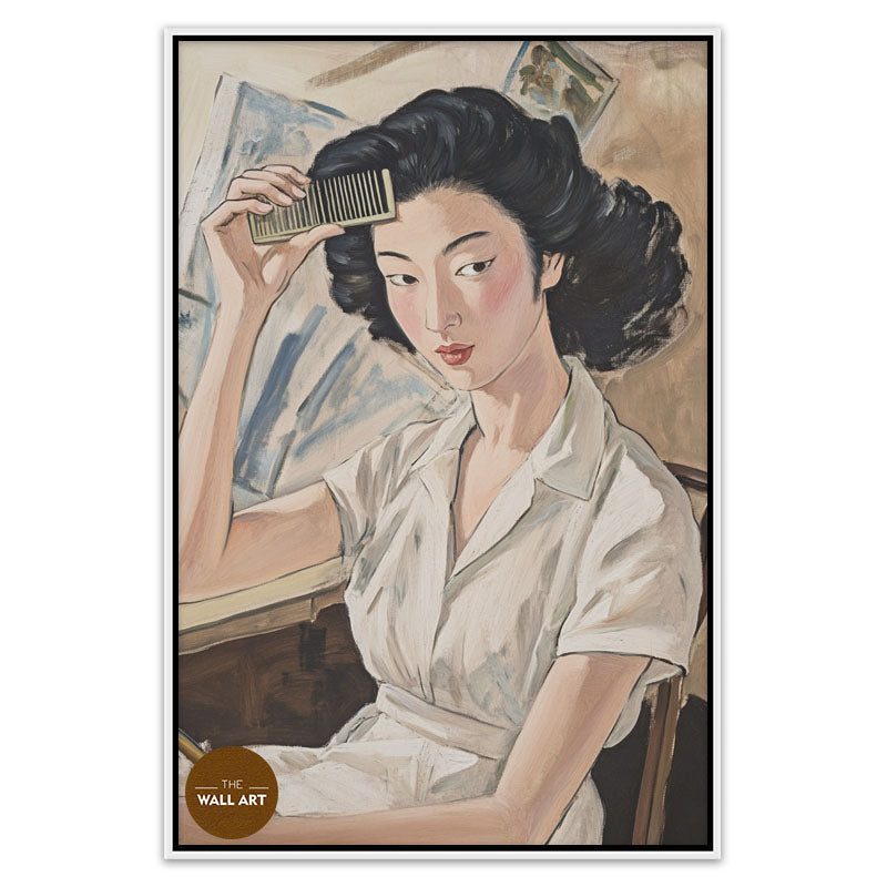 WOMAN BRUSHING HAIR