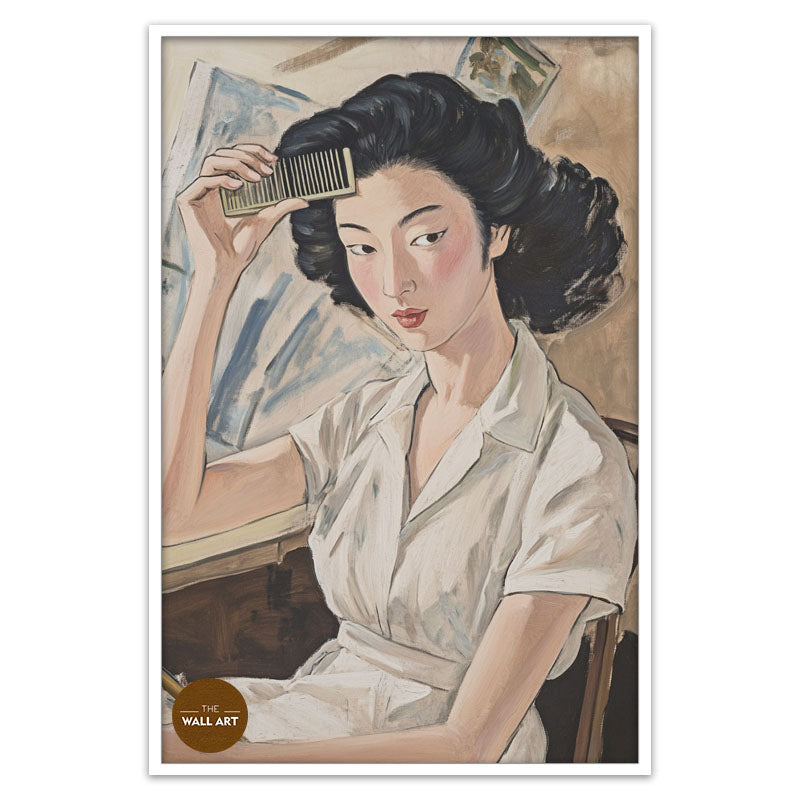 WOMAN BRUSHING HAIR