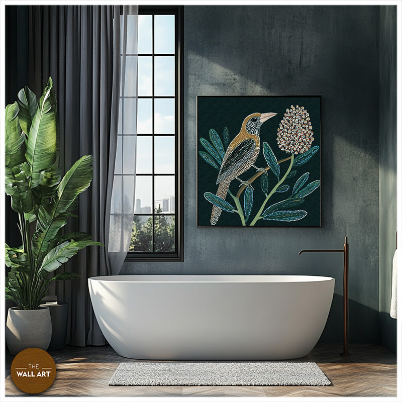 ARBORIGINAL ART OF BIRD AND BANKSIA