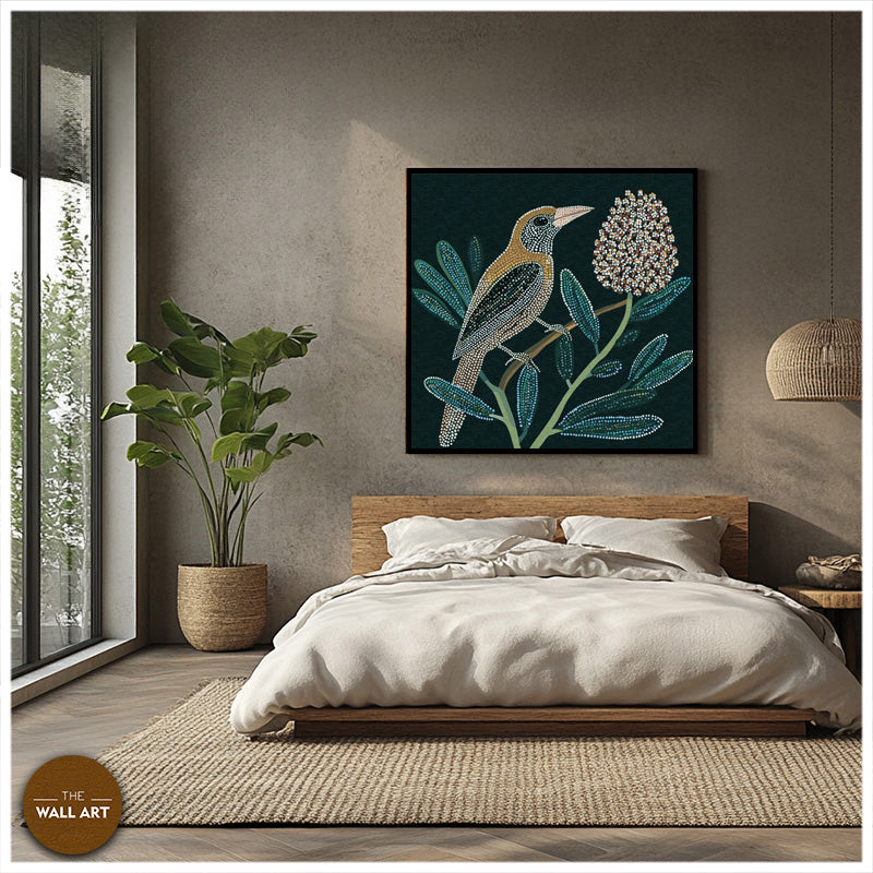 ARBORIGINAL ART OF BIRD AND BANKSIA