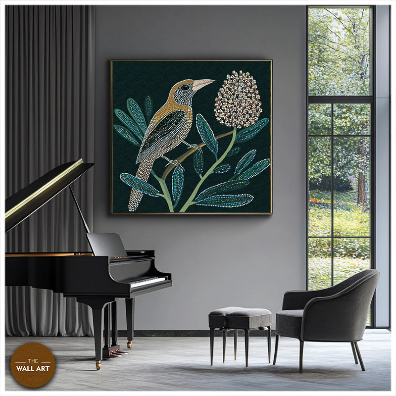 ARBORIGINAL ART OF BIRD AND BANKSIA