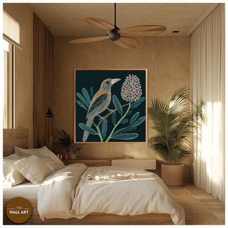 ARBORIGINAL ART OF BIRD AND BANKSIA
