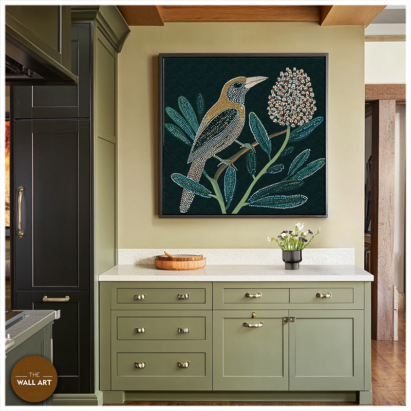 ARBORIGINAL ART OF BIRD AND BANKSIA