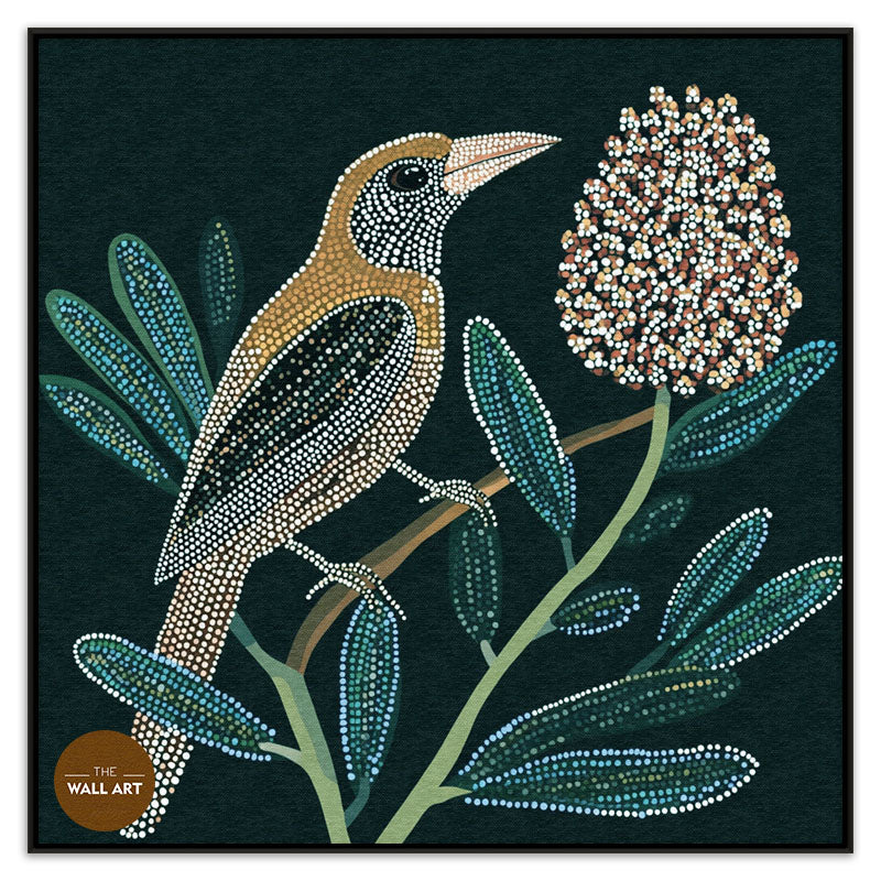 ARBORIGINAL ART OF BIRD AND BANKSIA