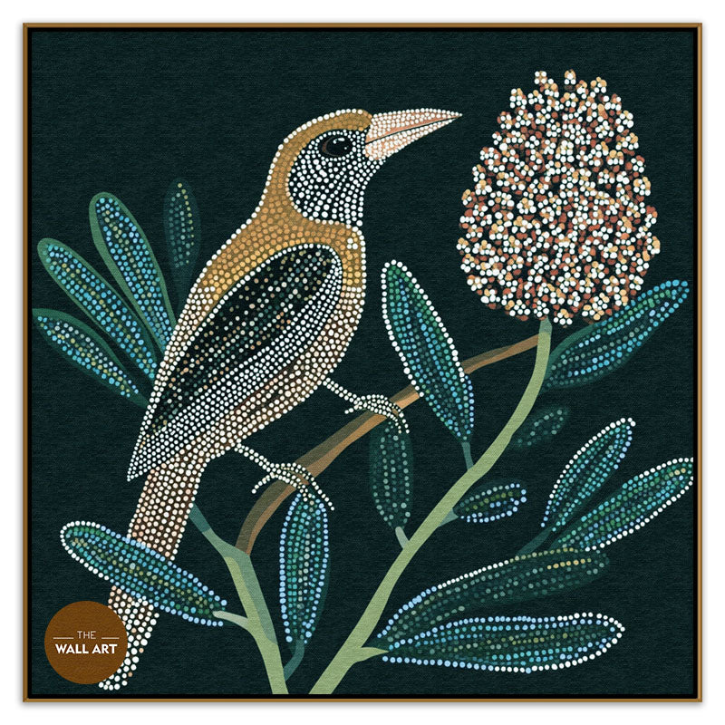 ARBORIGINAL ART OF BIRD AND BANKSIA