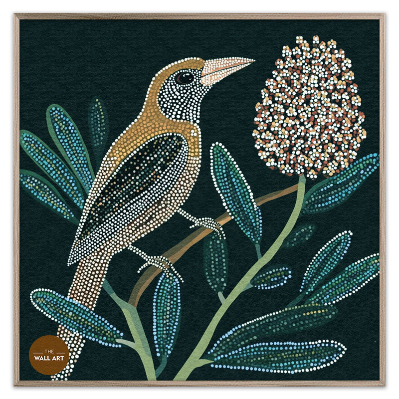 ARBORIGINAL ART OF BIRD AND BANKSIA