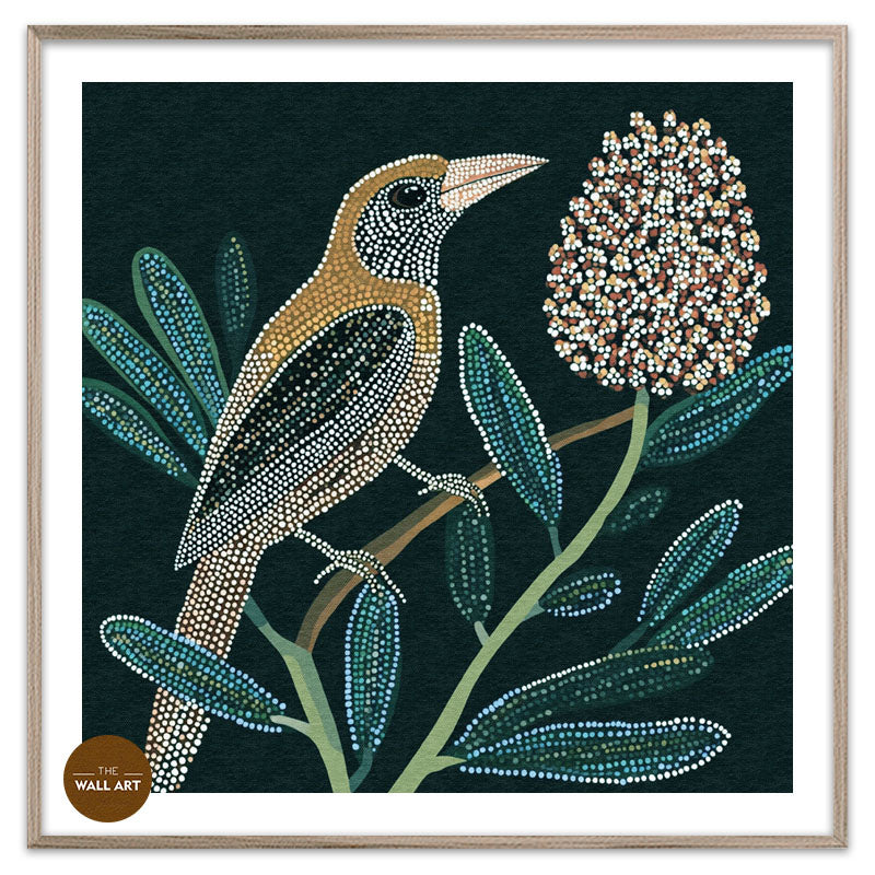 ARBORIGINAL ART OF BIRD AND BANKSIA
