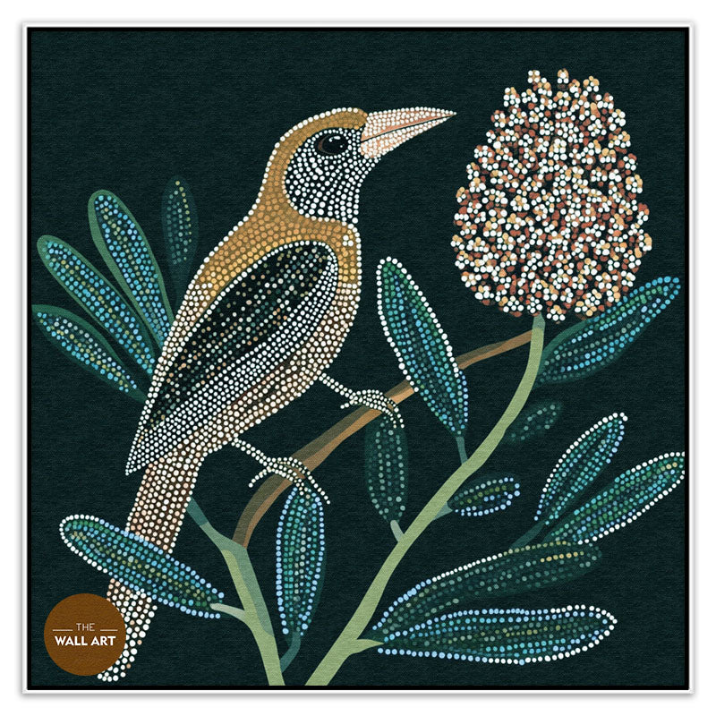 ARBORIGINAL ART OF BIRD AND BANKSIA