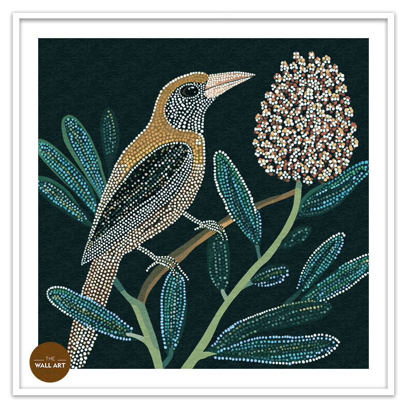 ARBORIGINAL ART OF BIRD AND BANKSIA