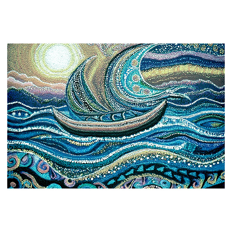 ARBORIGINAL ART OF BLUE BOAT