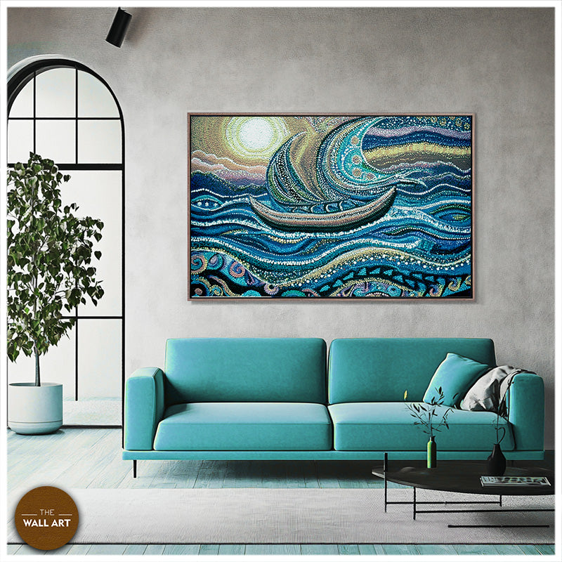 ARBORIGINAL ART OF BLUE BOAT