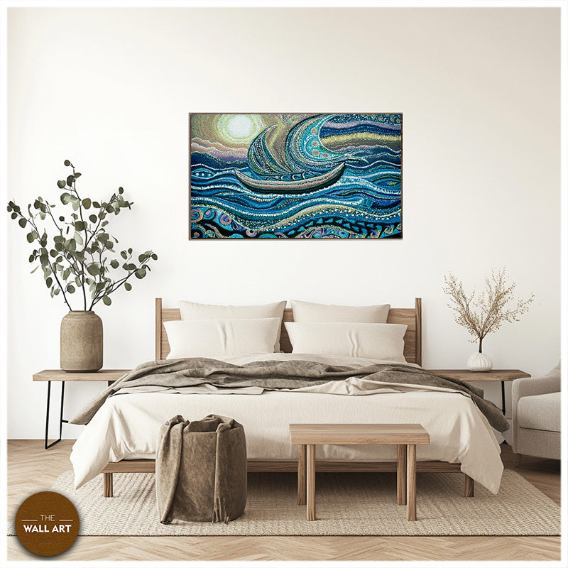 ARBORIGINAL ART OF BLUE BOAT
