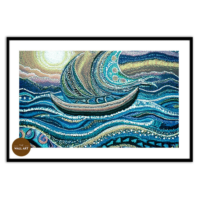 ARBORIGINAL ART OF BLUE BOAT