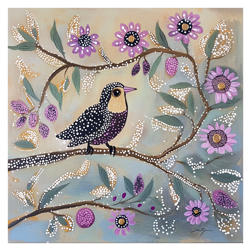 ARBORIGINAL ART OF PURPLE BIRD