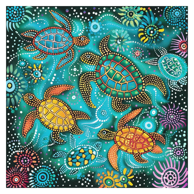ARBORIGINAL ART OF SWIMING TURTLE III