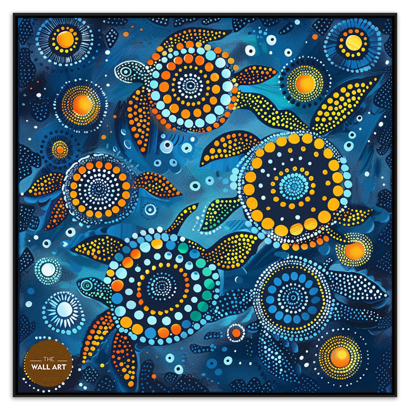 ARBORIGINAL ART OF SWIMING TURTLE II