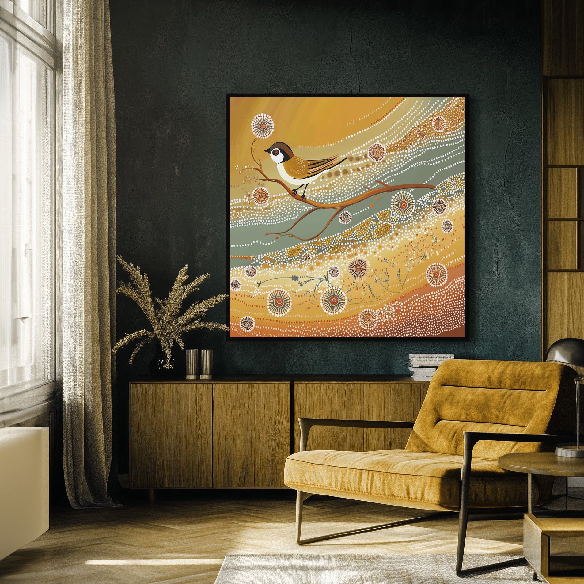 ARBORIGINAL ART OF YELLOW BIRD